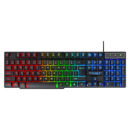 T20 Wired Keyboard – Full-Size Layout, USB Connection, Durable Keycaps, for Gaming and Office Use
